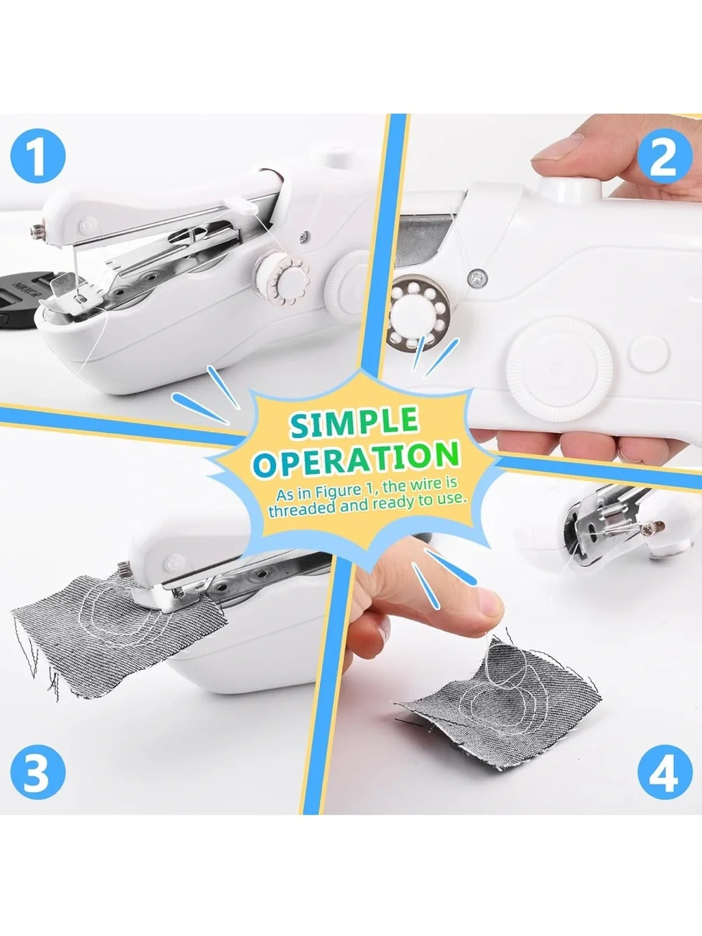 Portable Handheld Sewing Machine Kit Travel Quick Fix Sew Machine for Beginners